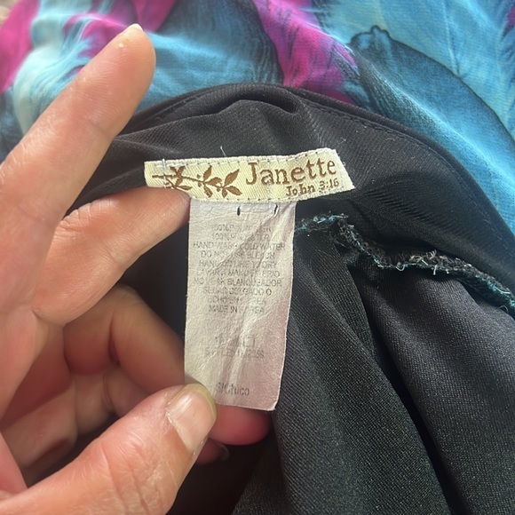 Janette John 3:16 Womenโs Peacock Feather Print Chiffon Maxi Dress Size S - Picture 10 of 13